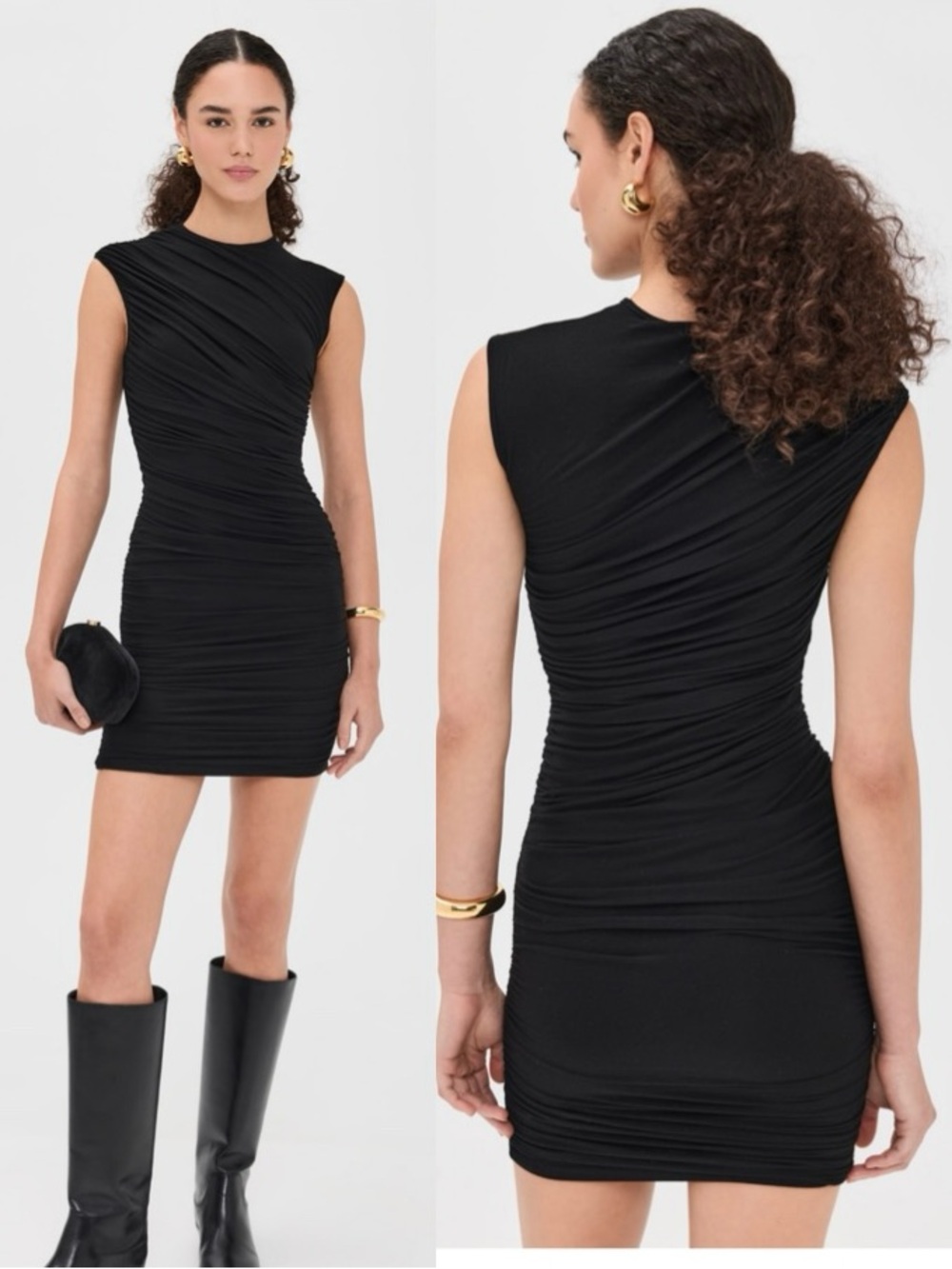 AGOLDE Ester Twist Stretch Jersey Dress Black XS